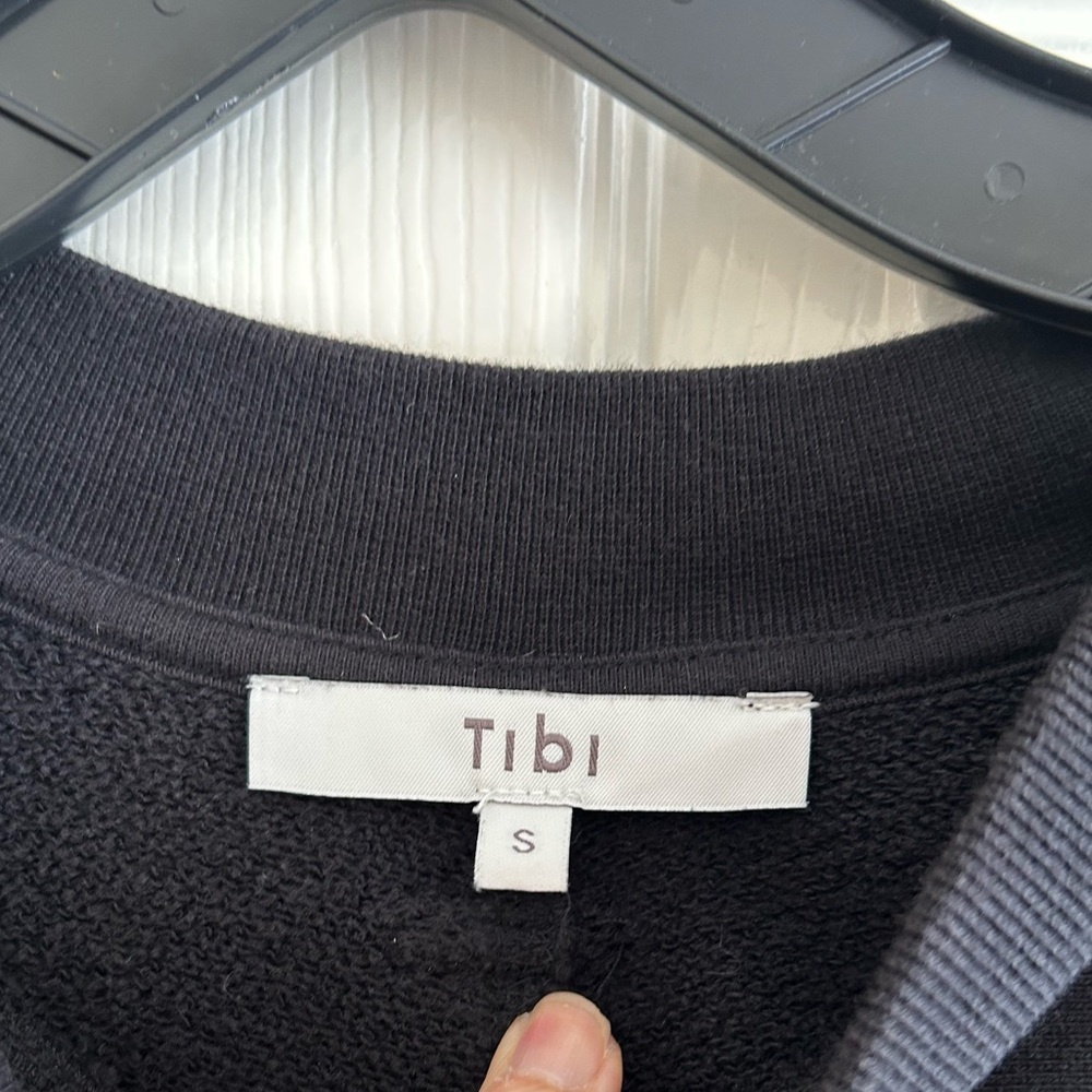 Tibi Cocoon Crewneck Black Cotton Sweatshirt Size S $295 - Picture 9 of 11